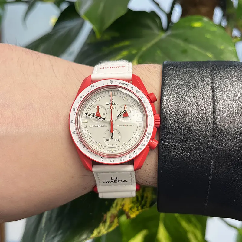 Omega x Swatch Fiery Red Mission to Mars Bioceramic Moonswatch  SO33R100